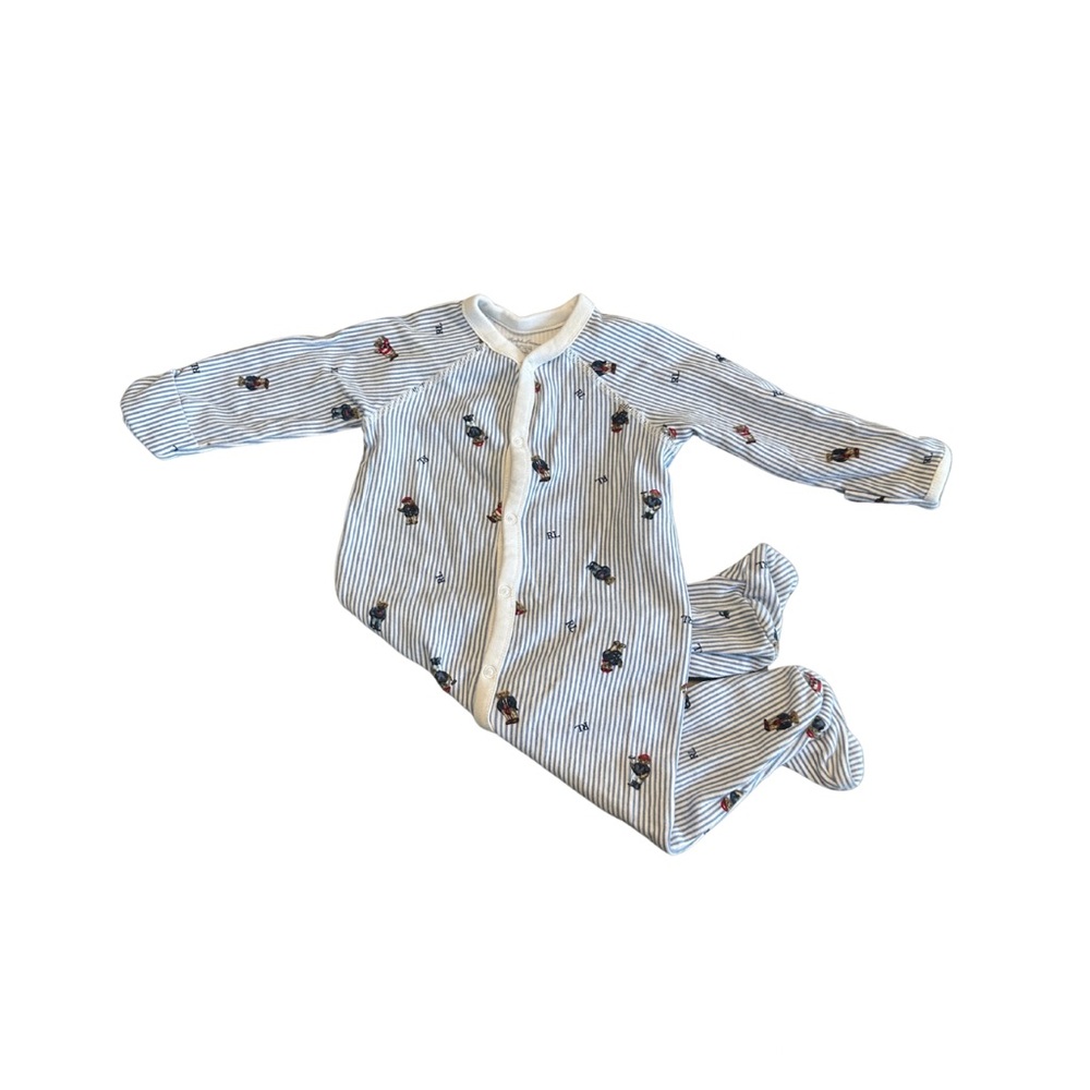 Ralph Lauren Blue and White Striped Baby Onesie